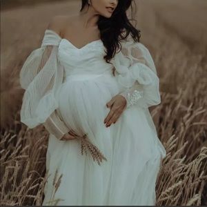 White maternity gown